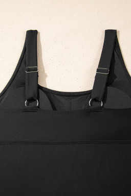 Black Scoop Neck Adjustable Tankini and Matching Skort Bathing Suit