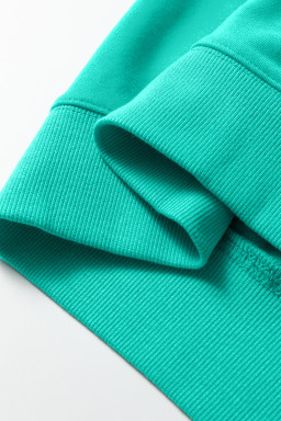 Sea Green Oversize Blessed Embroidered Mock Neck Sweatshirt