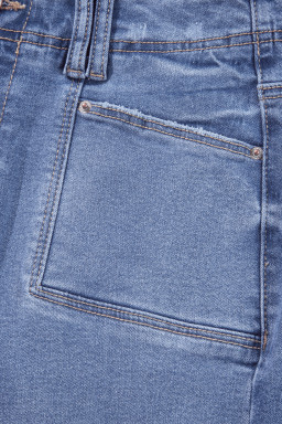 Dusk Blue Loose Straight Leg Cropped High Waist Jeans