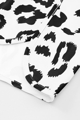 White Leopard High Waisted Athletic Shorts