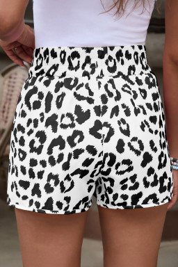 White Leopard High Waisted Athletic Shorts