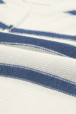 Blue Striped Batwing Sleeve Sweater Tee