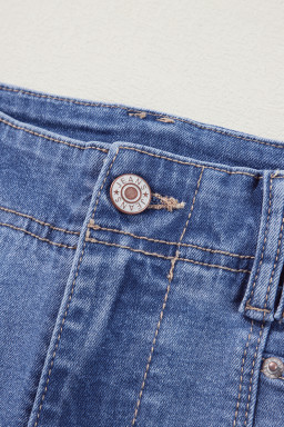 Dusk Blue Loose Straight Leg Cropped High Waist Jeans