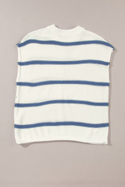 Blue Striped Batwing Sleeve Sweater Tee
