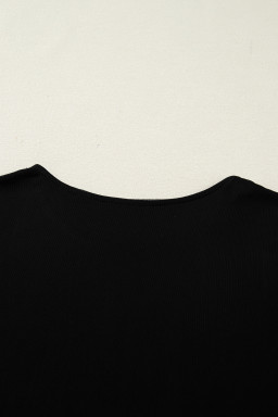 Black Sheer Mesh Long Sleeve Twisted Knot Side Slit Midi Dress