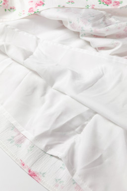 Pink Floral Print Long Sleeve Ruffle Detail Flared Mini Dress