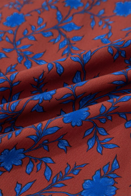 Brown 3/4 Puff Sleeve Tiered Loose Floral Dress