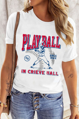 White PLAY BALL IN CRIEVE HALL Retro Graphic Tee