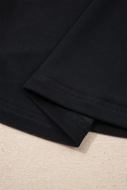 Black Sheer Mesh Patchwork Cap Sleeve T Shirt