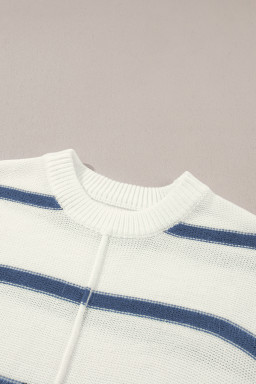 Blue Striped Batwing Sleeve Sweater Tee