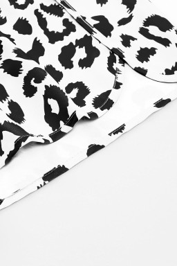 White Leopard High Waisted Athletic Shorts