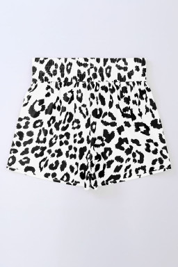 White Leopard High Waisted Athletic Shorts