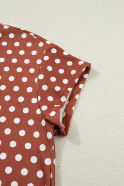 Brown Polka Dot Print Short Set