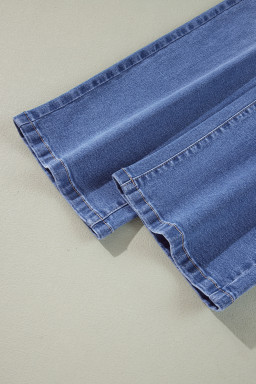 Dusk Blue Loose Straight Leg Cropped High Waist Jeans