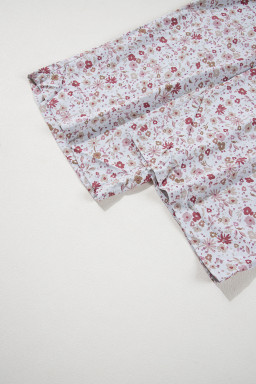 White Smocked Short Sleeve Wide Leg Floral Print Jumpsuit