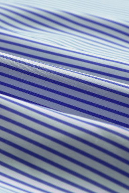 Blue Stripe Striped Casual Shirred Cuffs Shirt
