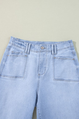 Beau Blue Loose Straight Leg Cropped High Waist Jeans