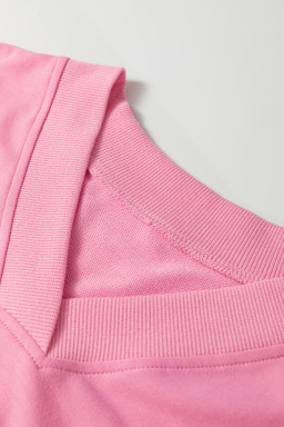 Bonbon Solid Color V Neck Tee Drawstring Pant Set