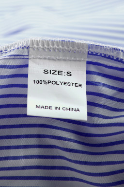 Blue Stripe Striped Casual Shirred Cuffs Shirt