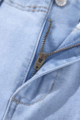 Beau Blue Loose Straight Leg Cropped High Waist Jeans