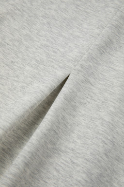 Light Grey Half Zip Stand Neck Seam Detail Long Sleeve Top