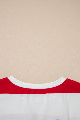 Racing Red Striped Color Block Oversize Tunic Tee