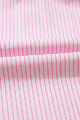 Pink Stripe Shirred Detail V Neck Puff Half Sleeve V Neck Blouse