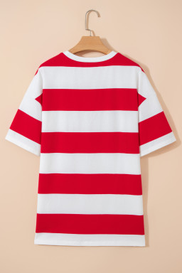 Racing Red Striped Color Block Oversize Tunic Tee