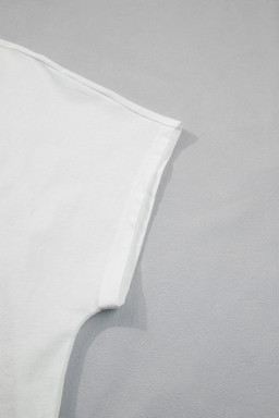 White Plus Size Leopard Bow Embroidered Patch Casual T Shirt