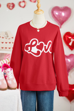 Red Love Letter Printed Casual Sweatshirt