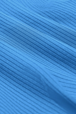 Dusk Blue Color Block Edge Ribbed Pocketed Lined Swim Dress