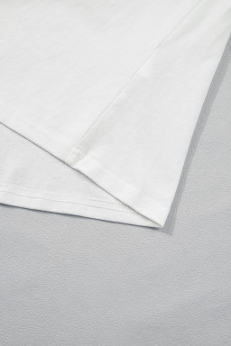 White Plus Size Leopard Bow Embroidered Patch Casual T Shirt