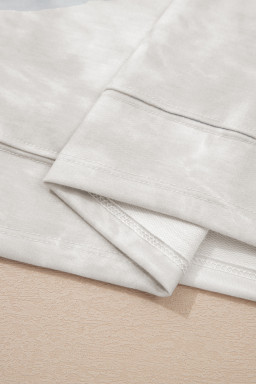 Beige Vintage Tie Dye Bracelet Sleeve Drawstring Elastic Waist 2pcs Short Set