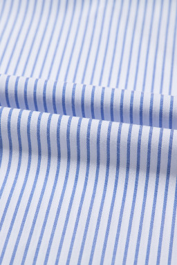 Sky Blue Stripe Shirred Detail V Neck Puff Half Sleeve V Neck Blouse