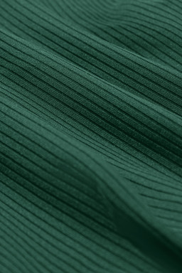 Blackish Green Color Block Edge Ribbed Pocketed Lined Swim Dress