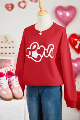 Red Love Letter Printed Casual Sweatshirt