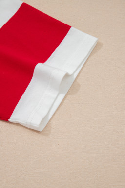 Racing Red Striped Color Block Oversize Tunic Tee