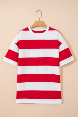 Racing Red Striped Color Block Oversize Tunic Tee