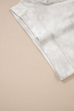 Beige Vintage Tie Dye Bracelet Sleeve Drawstring Elastic Waist 2pcs Short Set