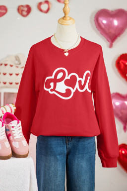 Red Love Letter Printed Casual Sweatshirt