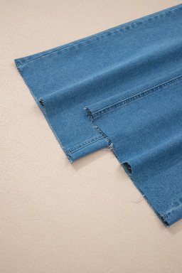 Dusk Blue Retro Washed Patch Pocket Stretchy Jeans