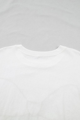 White Plus Size Leopard Bow Embroidered Patch Casual T Shirt