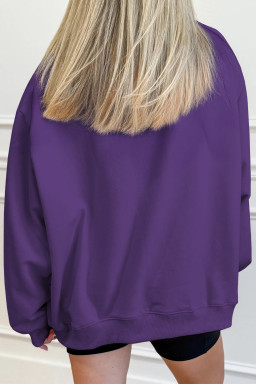 Tillandsia Purple MARDI GRAS Leopard Lightning Sequin Graphic Mock Neck Sweatshirt