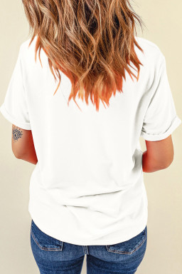 White Embroidered Clover St Patricks Fashion Graphic Tee