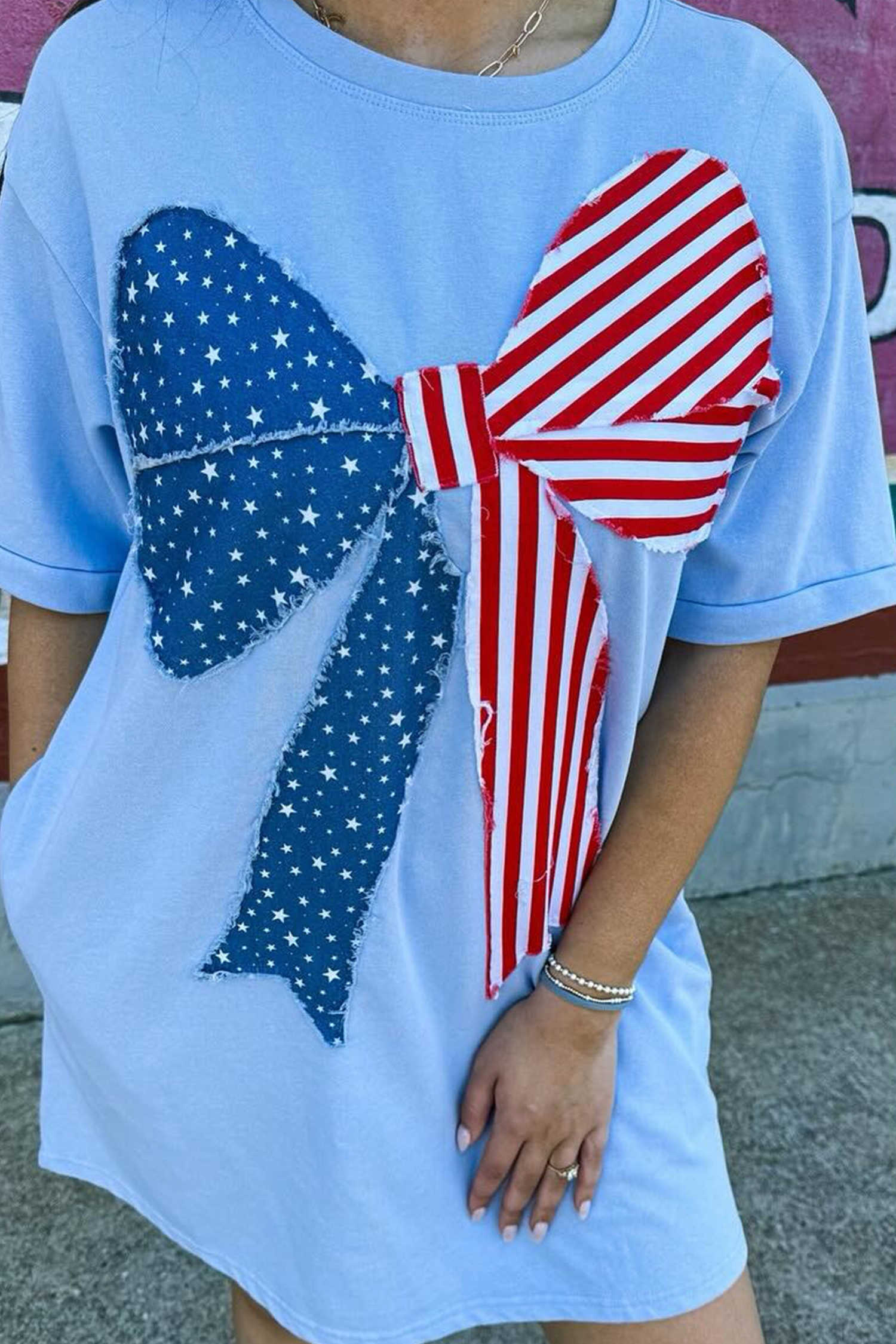 Vestit de camisa amb llaç Beau Blue All American Cutie