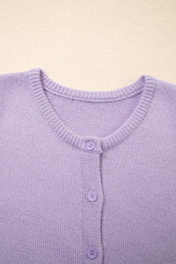 Orchid Petal Short Sleeve Soft Cardigan Sweater T Shirt