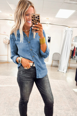 Myosotis Buttoned Down Slim Denim Shirt