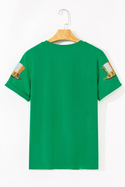 Bright Green Sequin St Patricks Day Hat Relaxed T Shirt