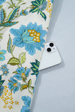 Beige Floral Print V Neck Triple Ruffle Short Sleeve Shift Mini Dress