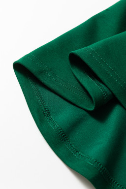 Blackish Green Solid Color Round Neck Ruched Detail Sleeveless Mini Dress